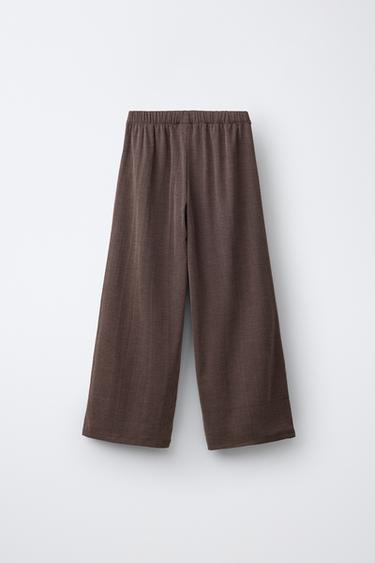 PANTALON LARGE EFFET PARÉO À BOUTONS - Marron de Zara - Image 1