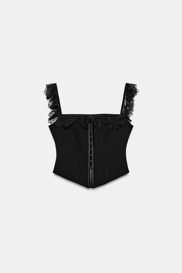 TOP STYLE CORSET EN DENTELLE - Noir de Zara - Image 6