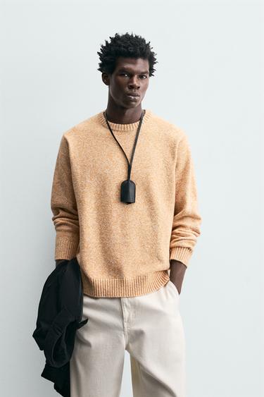 REGULAR FIT TEXTURED SWEATER - Tangerine by Zara