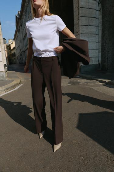 STRAIGHT-LEG DARTED TROUSERS - Brown by Zara - Image 3