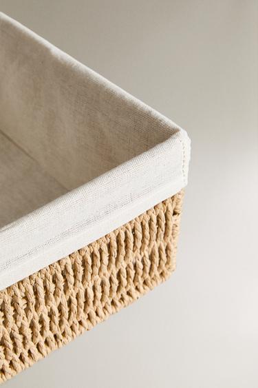 CORBEILLE RECTANGULAIRE DOUBLURE COTON - Beige clair de Zara - Image 2
