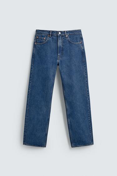 جينز بقصة مستقيمة للكاحل - أزرق الخاص بـ Zara