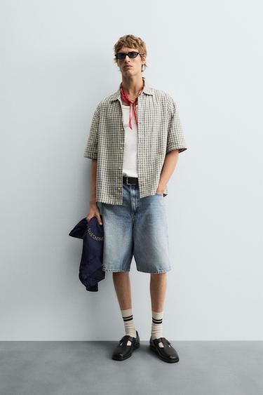 BERMUDA DENIM BAGGY FIT - Azul da Zara - Imagem 0