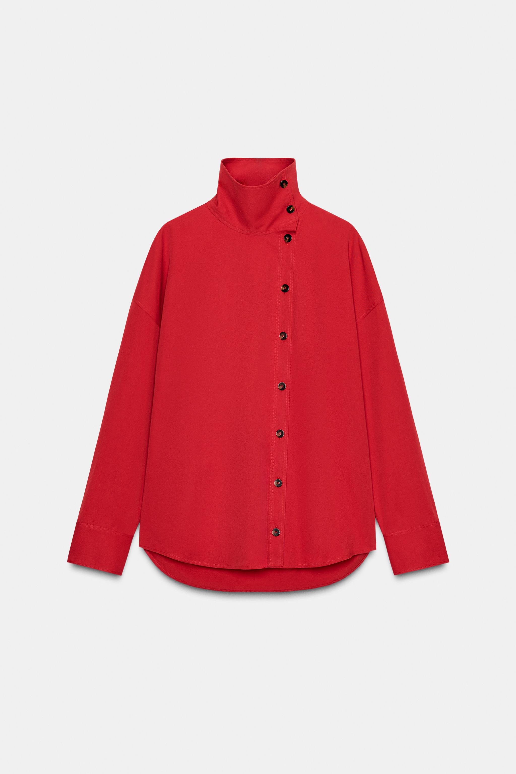 HIGH COLLAR WRAP SHIRT