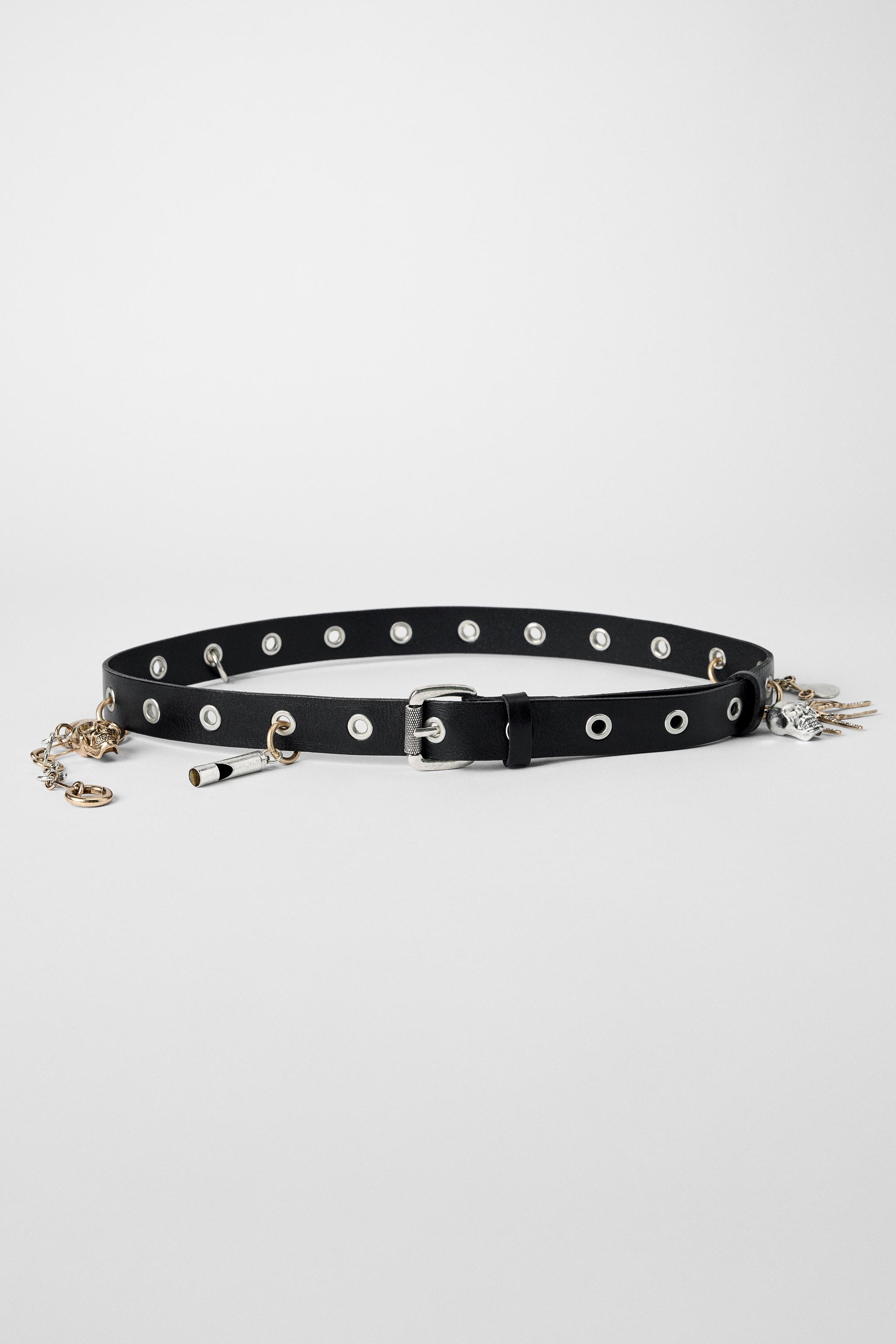 KATE MOSS x ZARA スタッズチャームレザーベルト 1736/065 STUDS AND CHARMS LEATHER BELT KATE MOSS X ZARA - Black