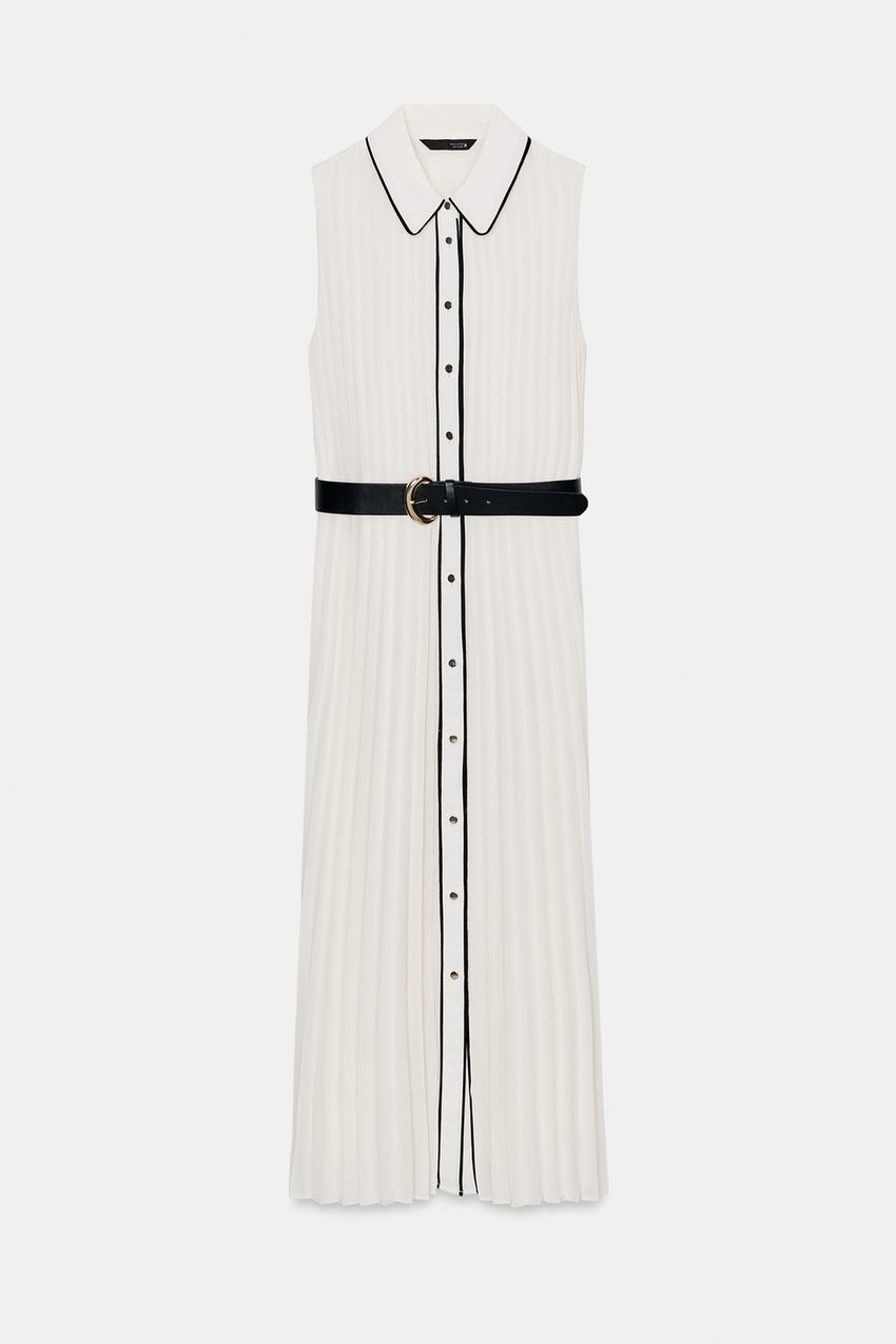 open lace back dress ZARA. Champagne-colored pleated midi dress. TM – Hibuy market