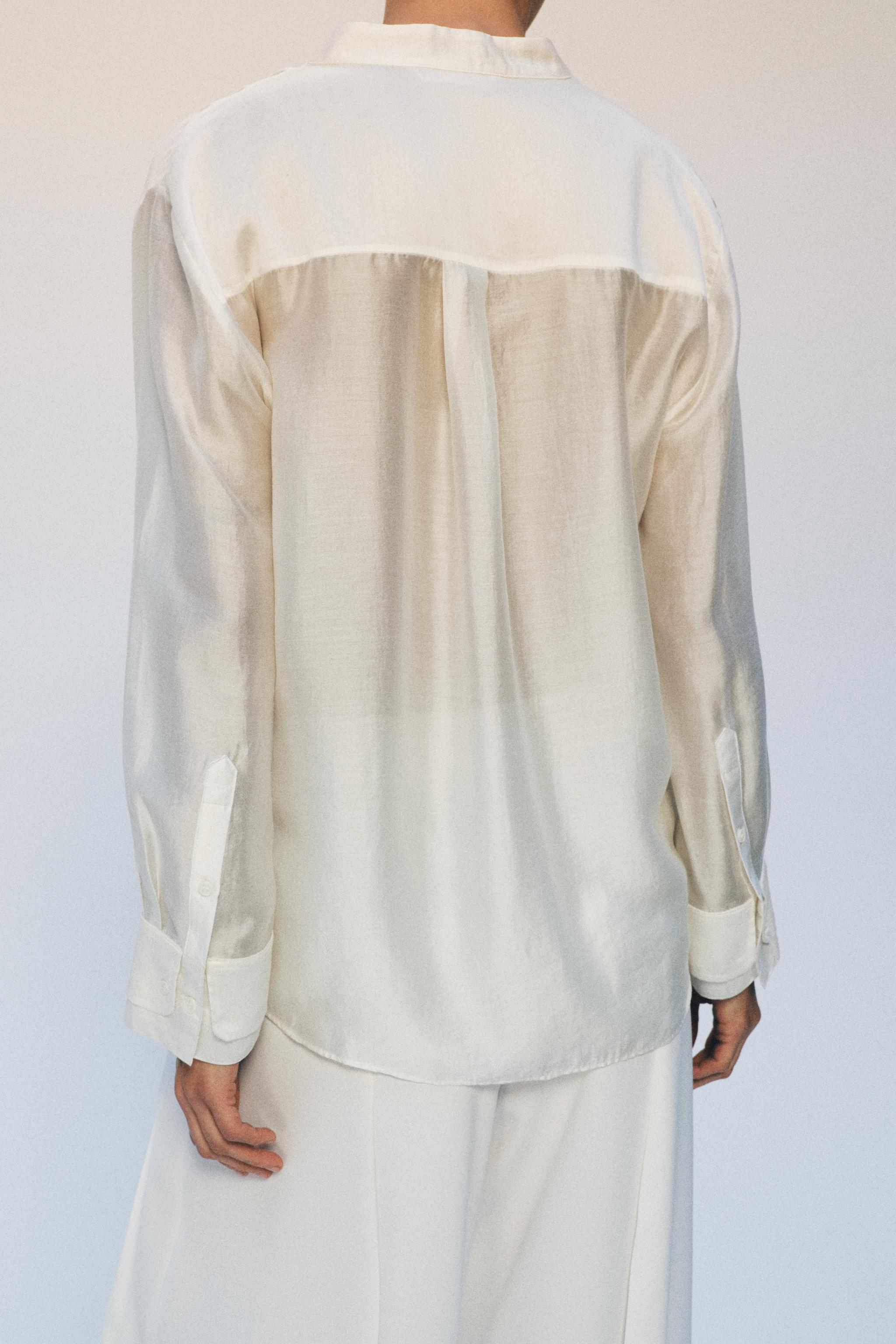 Zara ZW COLLECTION DÖKÜMLÜ GÖMLEK görsel 3