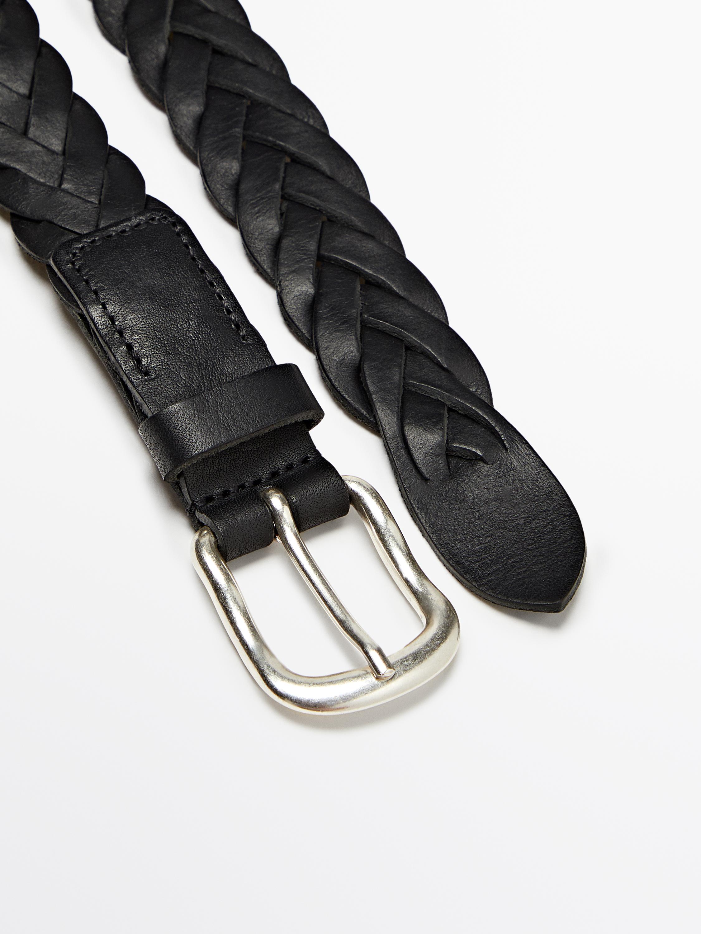 Braided leather belt - Black | ZARA United States