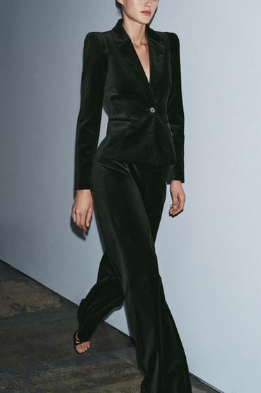 БАРХАТНЫЕ БРЮКИ FLARE ZW COLLECTION — ЗЕЛЕНЫЙ от Zara