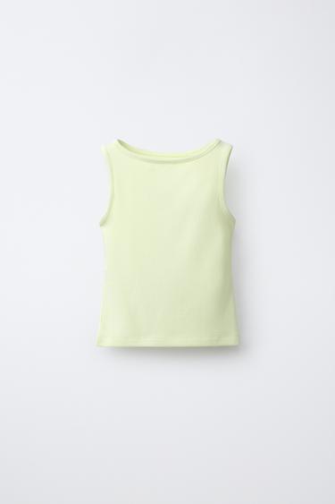 TOP UNI AVEC MODAL - Citron vert de Zara