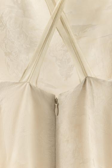 ROBE EN JACQUARD À BRETELLES COMBINÉES - Écru de Zara - Image 3