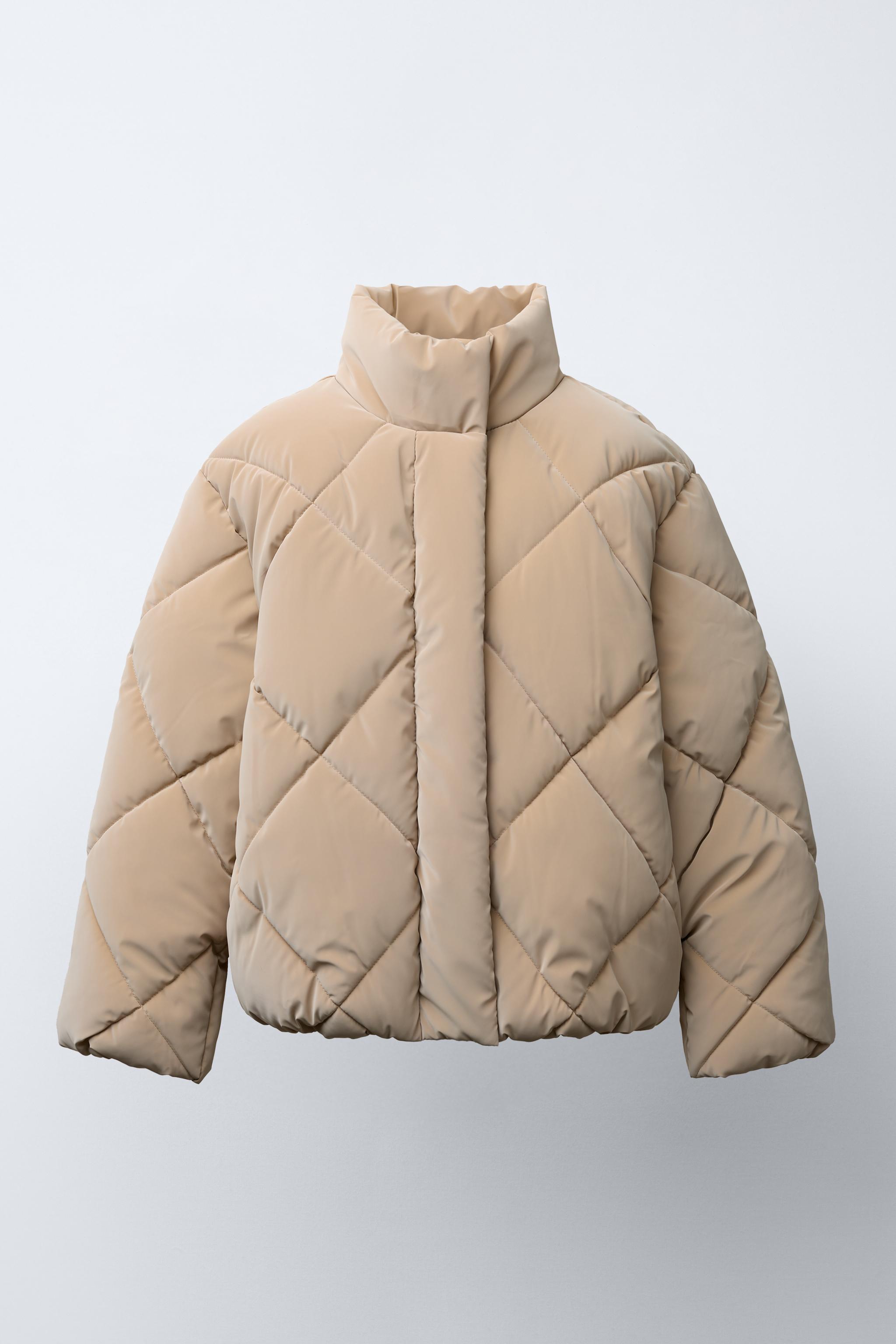 Zara ダウンpuffer jacket RUBBERIZED PUFFER JACKET - Khaki | ZARA United States