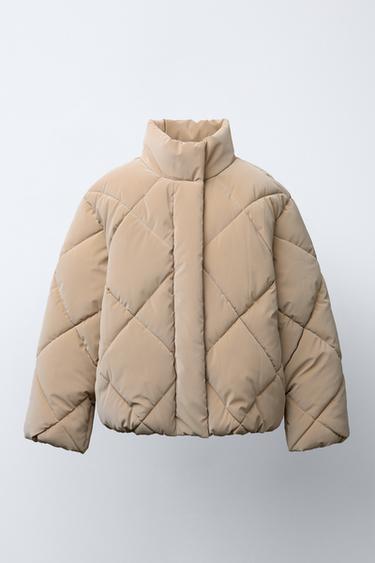 Zara RUBBERIZED PUFFER JACKET - Mid-camel