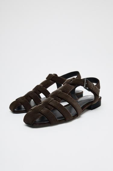 VELVET-EFFECT CAGE SANDALS - Brown by Zara - Image 2