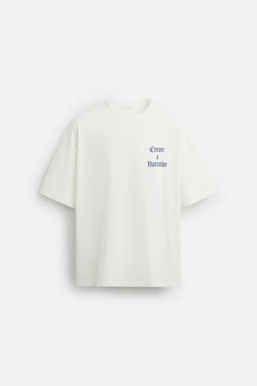 CAMISETA GRÁFICOS ESTAMPADOS - Blanco roto de Zara
