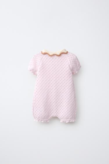 CROCHET COLLAR PLAYSUIT - Light pink by Zara - Image 1