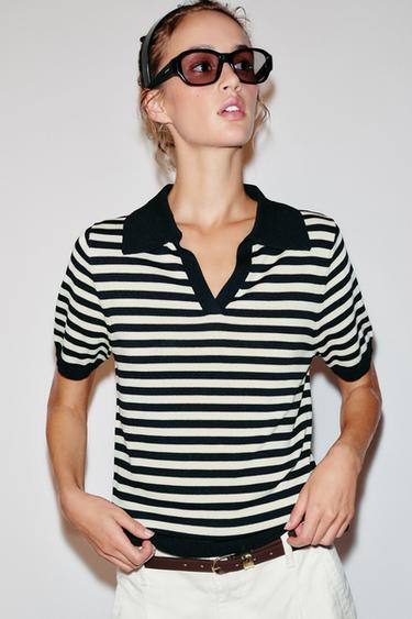 POLO PUNTO RAYAS MANGA CORTA - rayas de Zara
