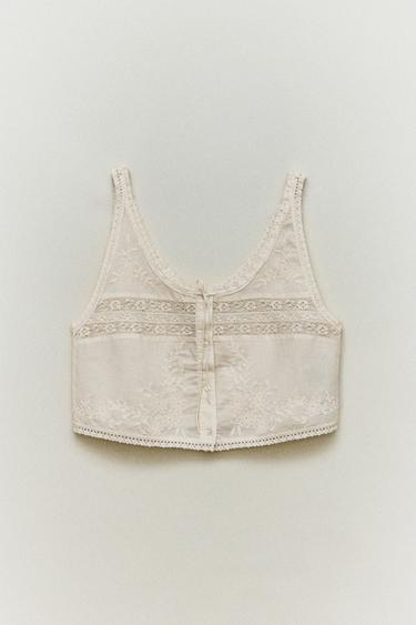 TOP COTON DENTELLE - Écru de Zara - Image 4
