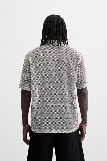 OPEN-WEAVE TEXTURED SHIRT - Black / White by Zara - Image 2
