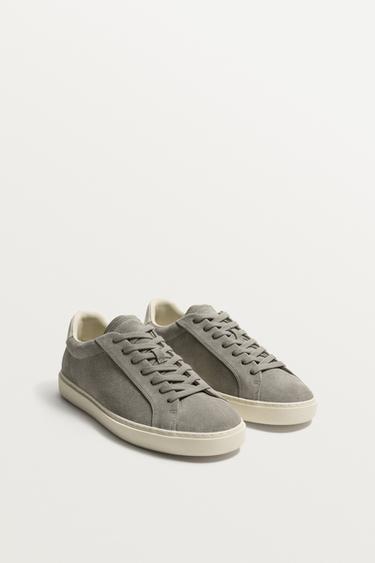 LEATHER HEEL DETAIL TRAINERS - Grey by Zara