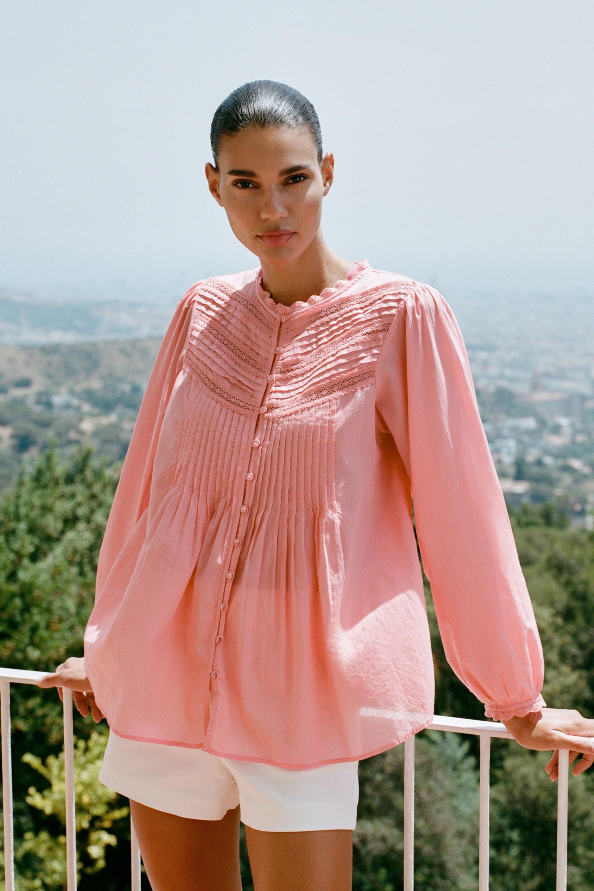 LACE ROMANTIC BLOUSE - Pink | ZARA Canada