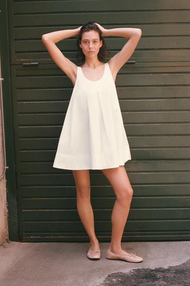 POPLIN MINI DRESS - Oyster-white by Zara - Image 2