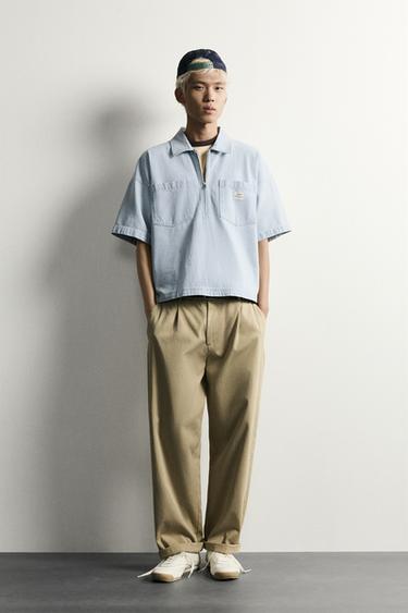CHEMISE POLO À ZIP ET POCHES - Bleu clair de Zara - Image 0
