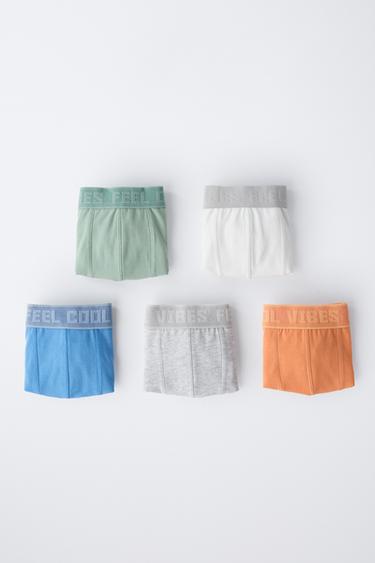 6-14 YEARS/ PACK OF FIVE TEXT BOXERS - Multicoloured by Zara - Image 4