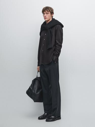 Zara Regular fit cotton blend shirt - Navy blue