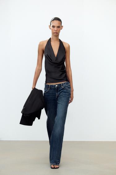 SATIN HALTER TOP - Black by Zara - Image 0