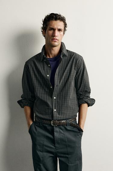 CHECKED REGULAR FIT SHIRT — Gray 2