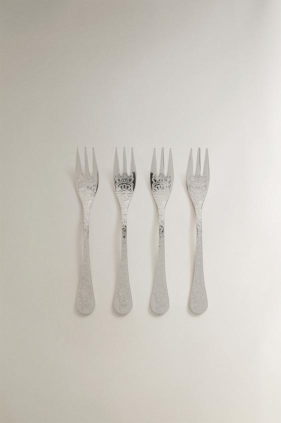 SET DESSERTVORKEN MET GEGRAVEERD STAAL (4-PACK) - STAAL van Zara - Afbeelding 0