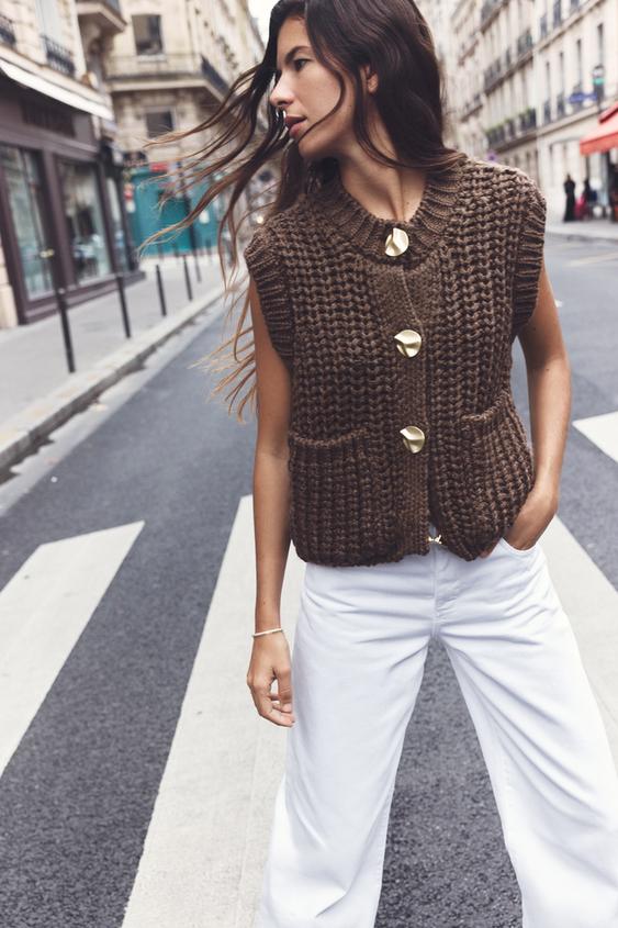 Ganchillo Zara Mujer Jerseys De Punto Zara Chaleco Ganchillo Largo