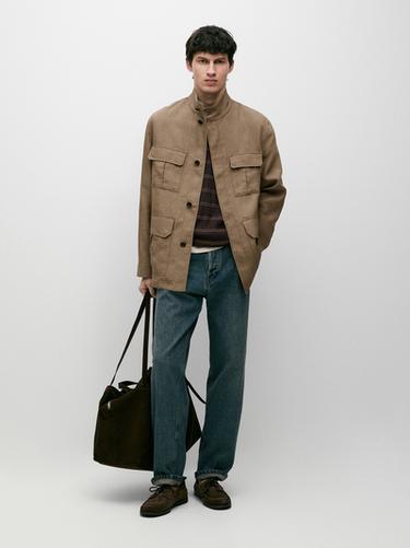 Zara 100% linen Safari jacket - taupe brown