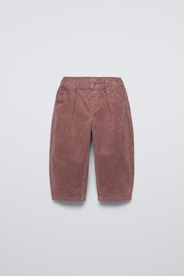 Zara BAGGY CORDUROY PANTS - Pink