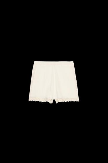 ZW COLLECTION COMBINED CROCHET SHORTS - Ecru by Zara