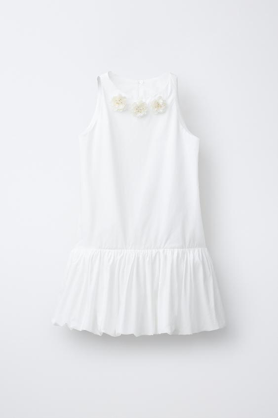 VESTIDO COM GOLA FLOR JOIA - Branco da Zara - Imagem 0