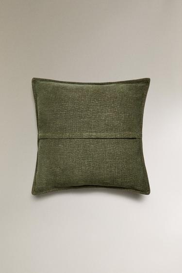 TEXTURED CUSHION COVER - Green by Zara - Image 2