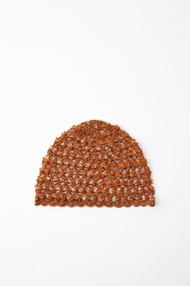 BONNET CASQUETTE CROCHET FANTAISIE - Orange de Zara