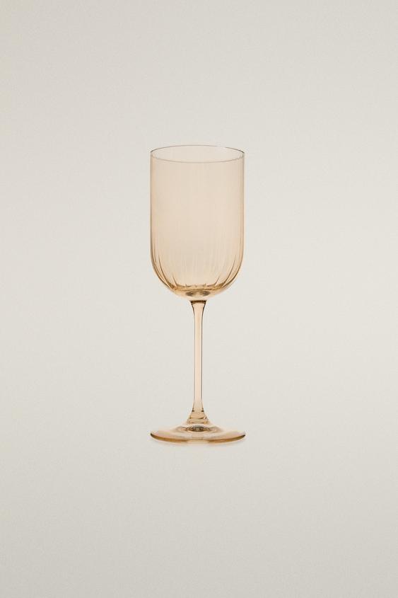 GLASS WITH EMBOSSED LINES - Yellow by Zara - Image 0