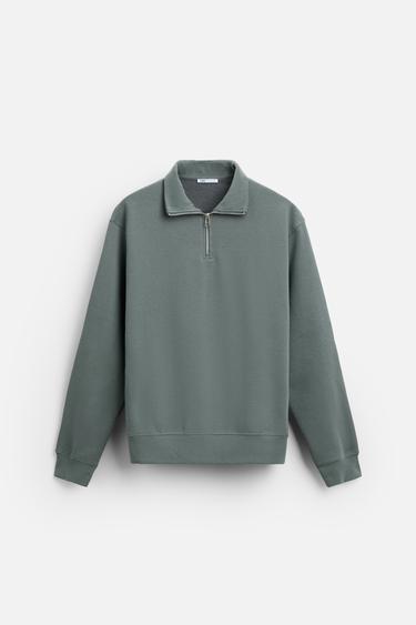 BASIC ZIP-NECK SWEATSHIRT - Mid-grey by Zara