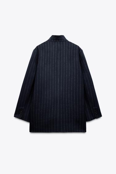 ZW COLLECTION OVERSIZE WOOL BLEND BLAZER - Blue by Zara - Image 5