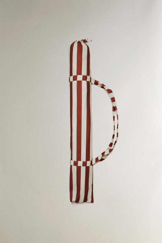 PARASOL EN FRÊNE À PASSEPOIL CONTRASTÉ (Ø 200 CM) - Écru / Rouge de Zara - Image 4