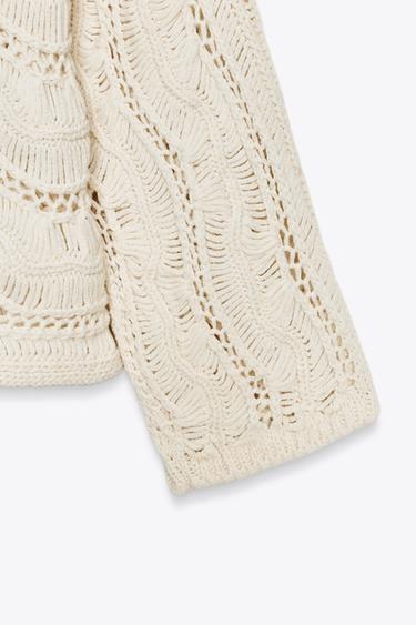 DROP STITCH KNIT SWEATER - Ecru by Zara - Image 5