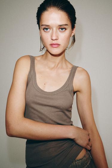 CAMISETA TIRANTES FLUIDA - Marrón / Topo de Zara