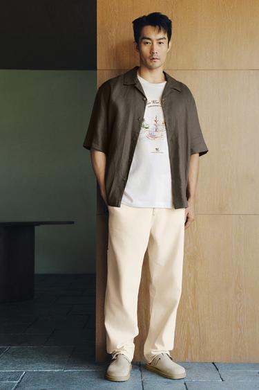 100% LINEN SHIRT - Brown / Taupe by Zara