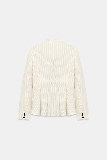 VESTE PEPLUM À RAYURES - Écru / Marron de Zara - Image 9