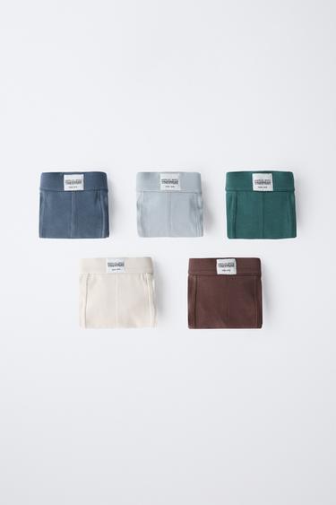 Zara 6-14 歲 / 5 件組標籤四角內褲 - 多色