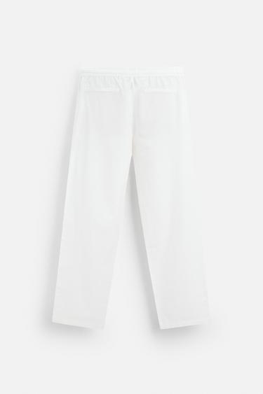 PANTALON RELAXED FIT COTON - LIN - Blanc cassé de Zara - Image 6