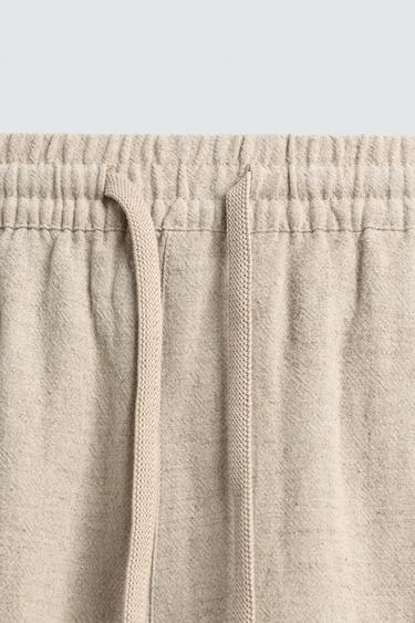 SHORT RELAXED FIT VISCOSE - LIN - Beige clair de Zara - Image 8